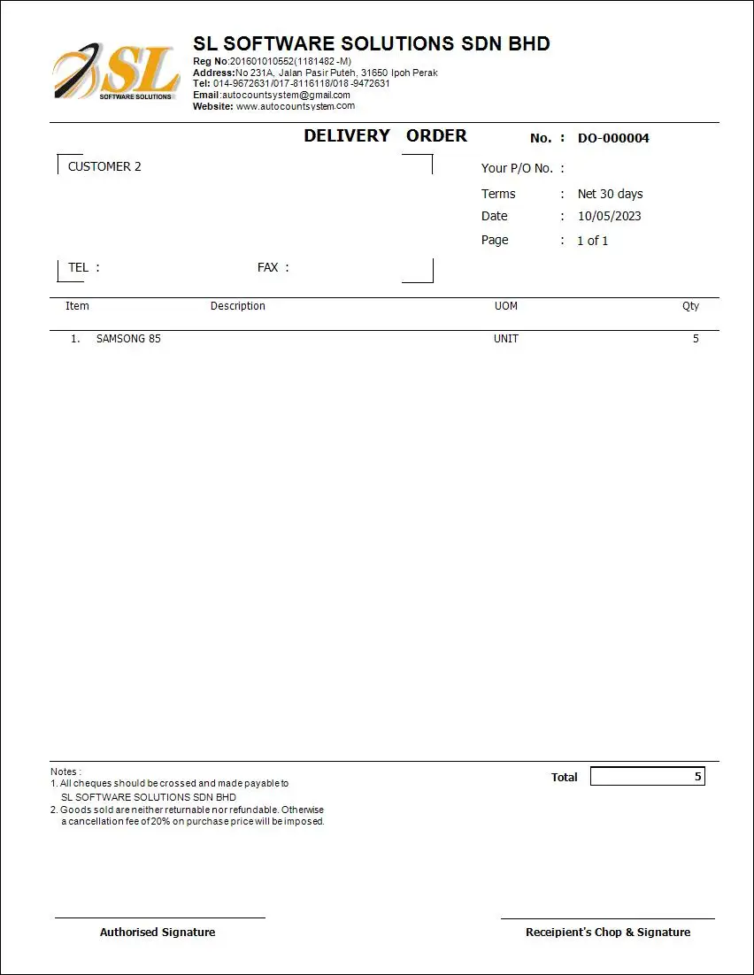 Delivery Order system