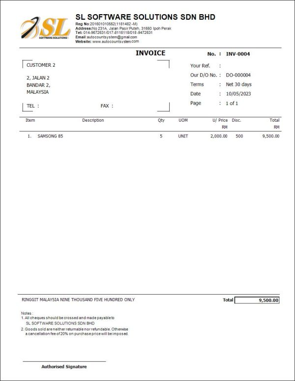 Autocount Invoice Report | AutoCount Software