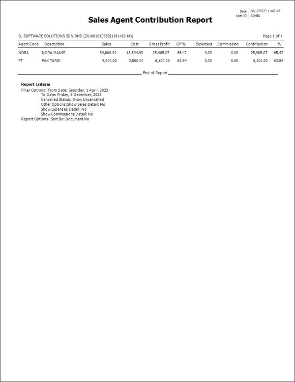 Autocount Sales Agent Contribution | AutoCount Software