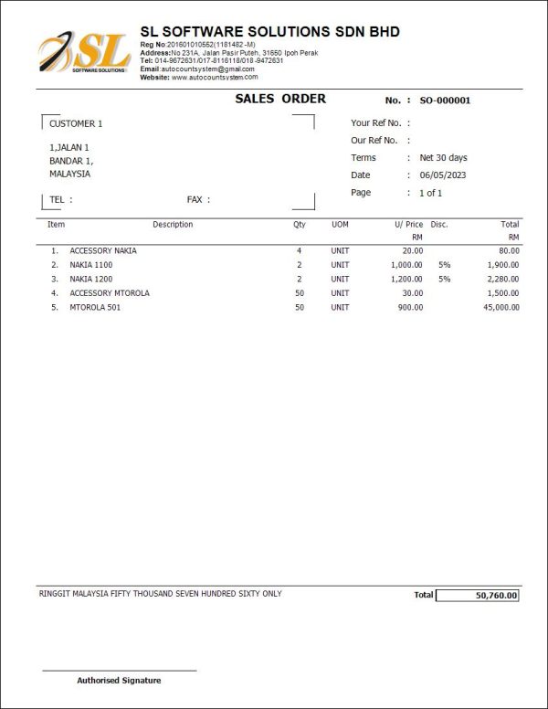 Autocount Sales Order Report | AutoCount Software