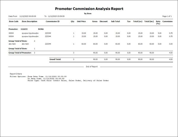Autocount Promoter Commission Analysis | AutoCount Software