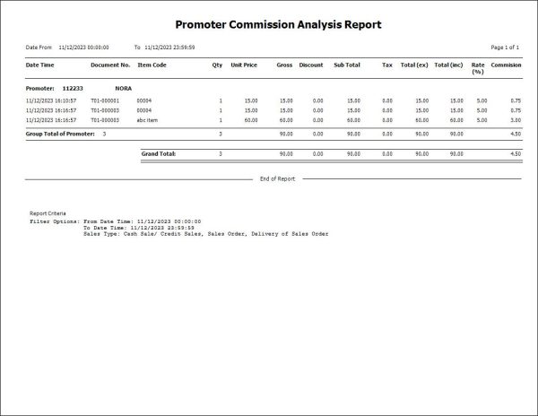 Autocount Promoter Commission Analysis | AutoCount Software