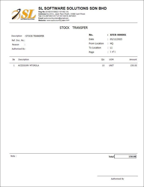 Autocount Stock Transfer Inventory Report| AutoCount Software