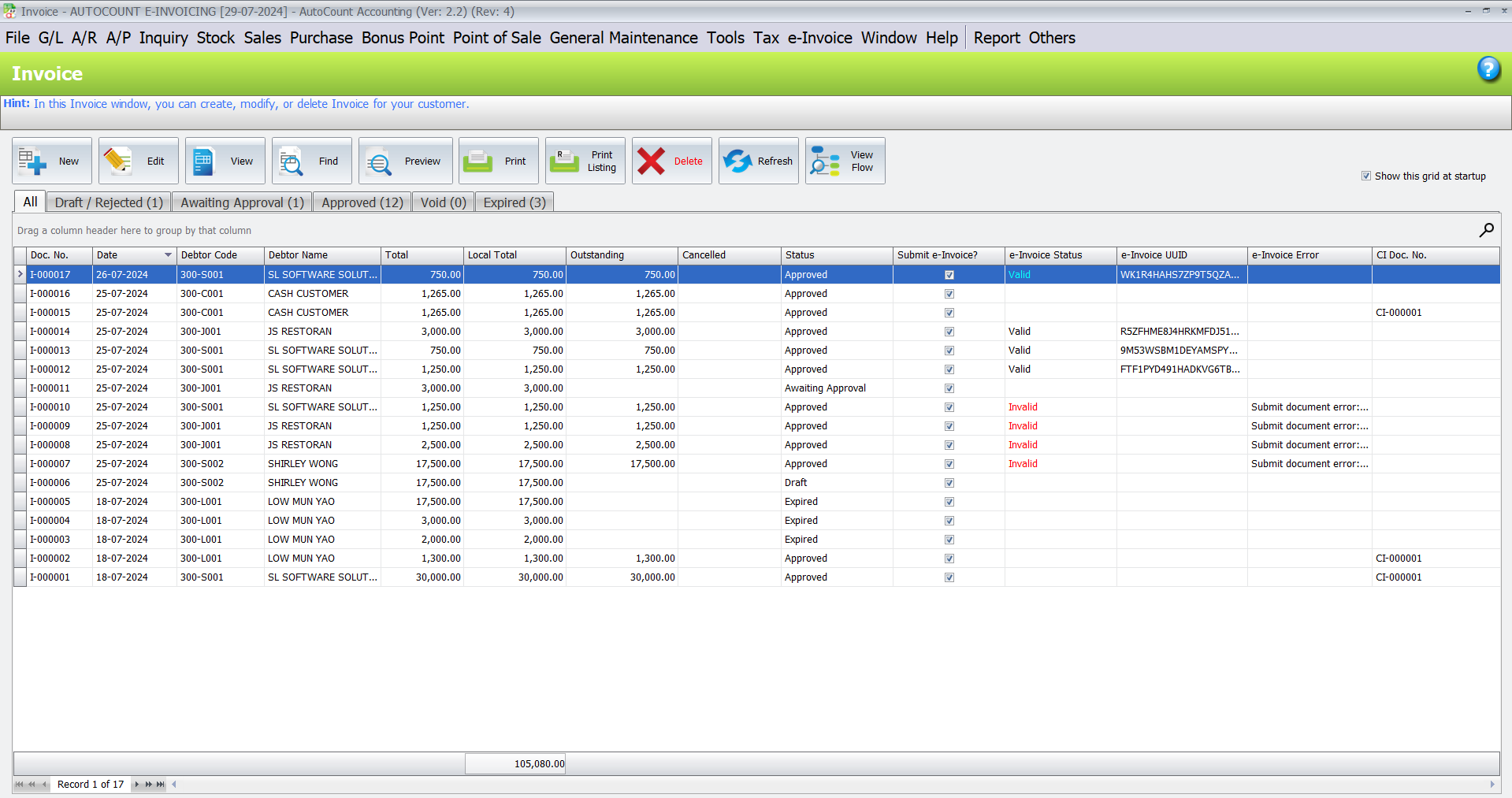 E-Invoice Fields: Status, Error, UUID etc.