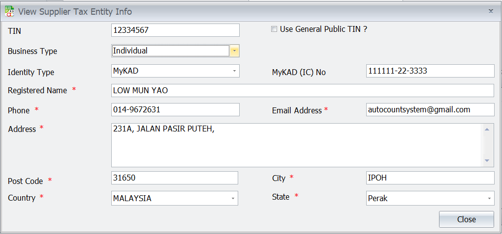 TIN / Buyer Information Maintenance