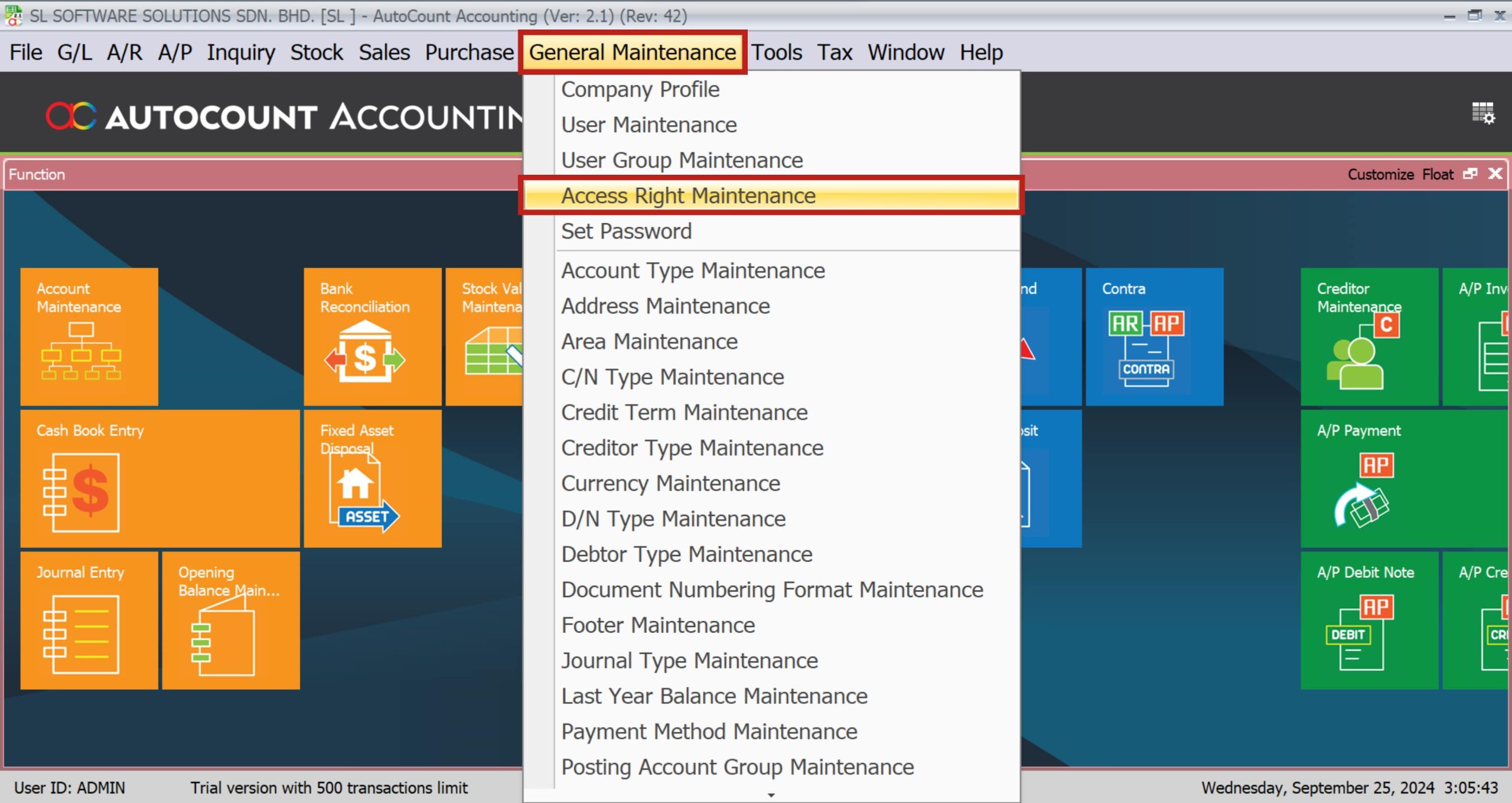 AutoCount Document Template | access rights