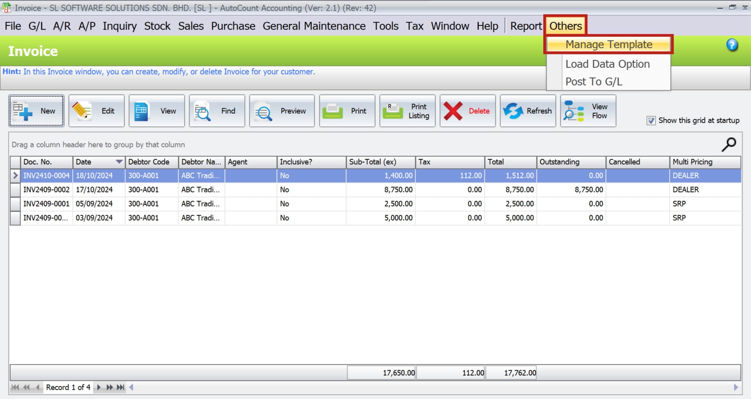 AutoCount Document Template | template management