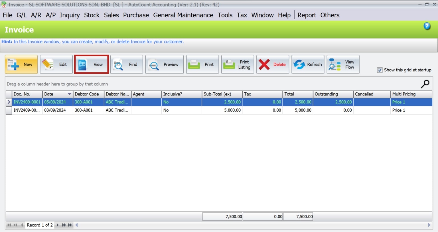 AutoCount Document Numbering | view to check format