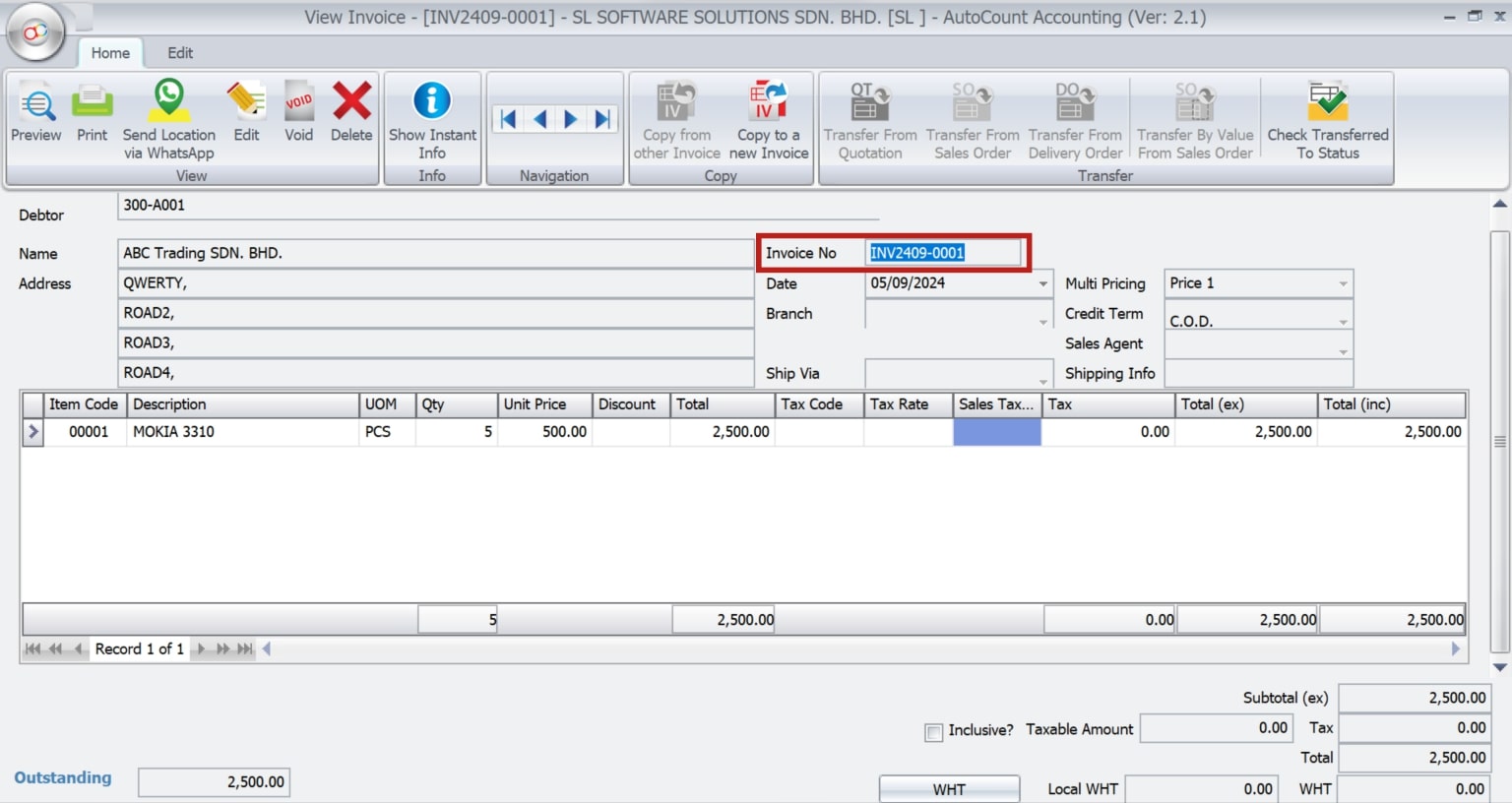 AutoCount Document Numbering | confirming the format