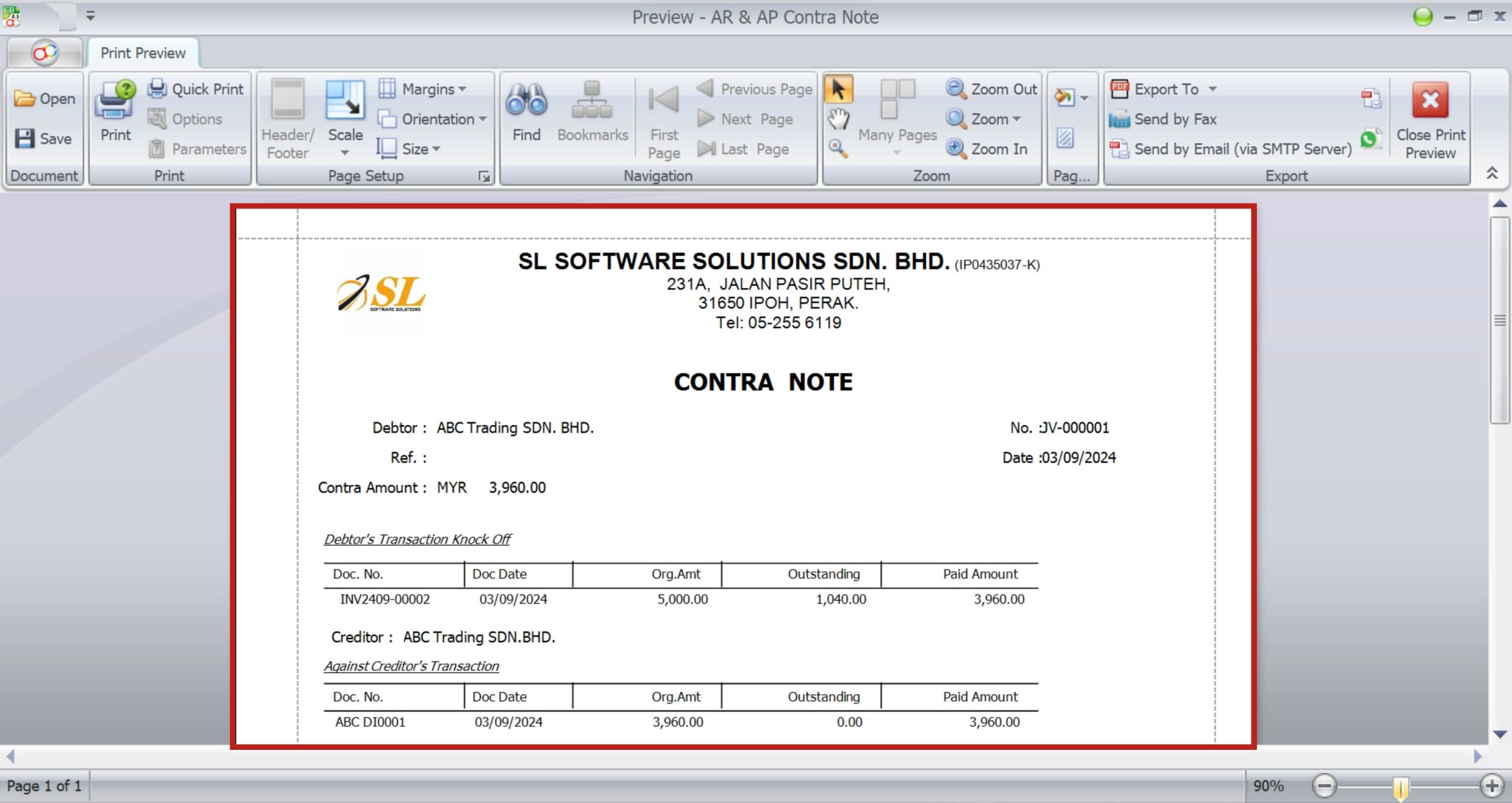 AutoCount Contra Account | Contra Note