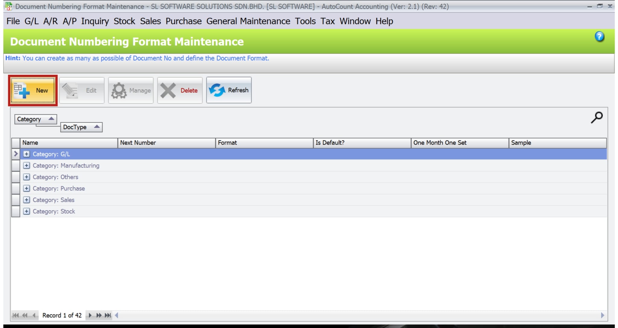 AutoCount Document Numbering | navigating