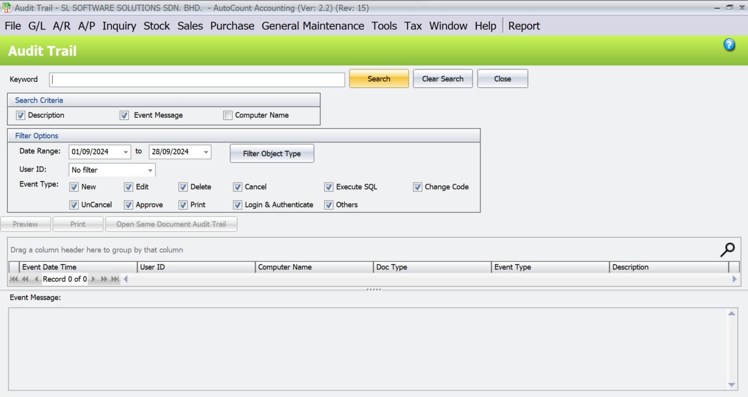 AutoCount Audit Trail | audit trail interface