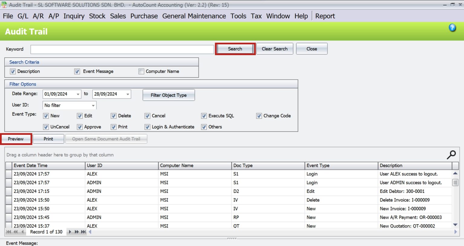 AutoCount Audit Trail | preview
