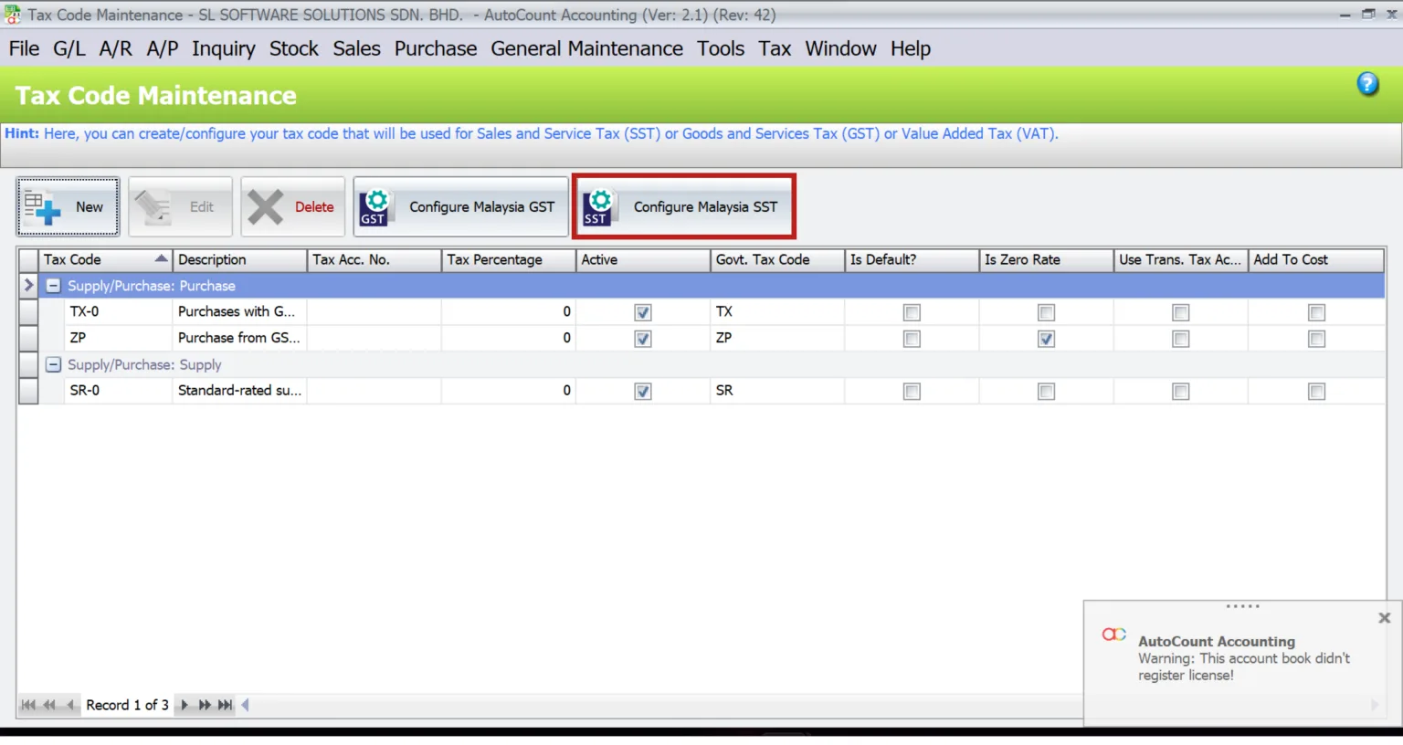 AutoCount sales and Service Tax: How to enable 8% service tax 2