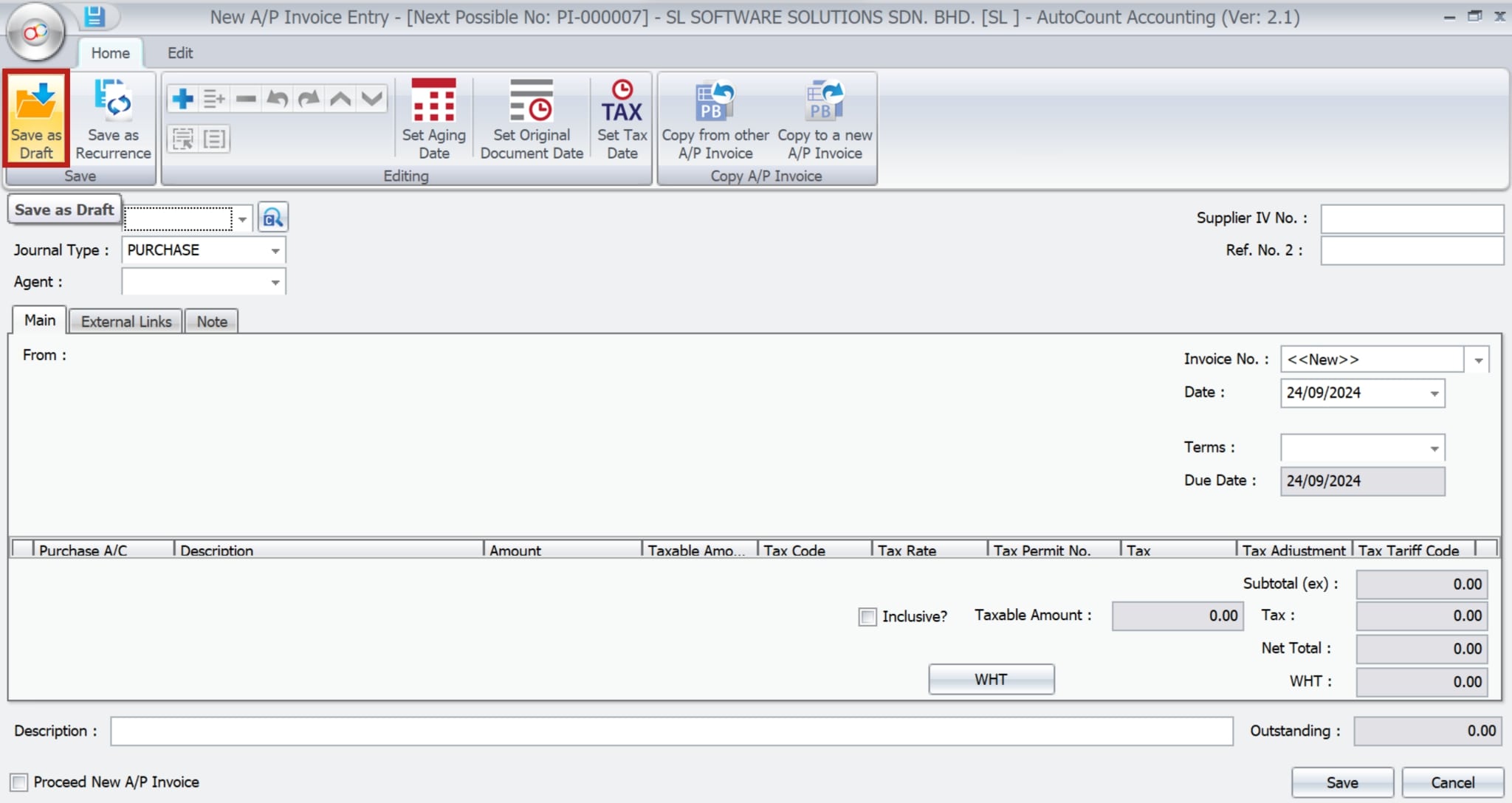 AutoCount Auto Save Draft-Manual Save