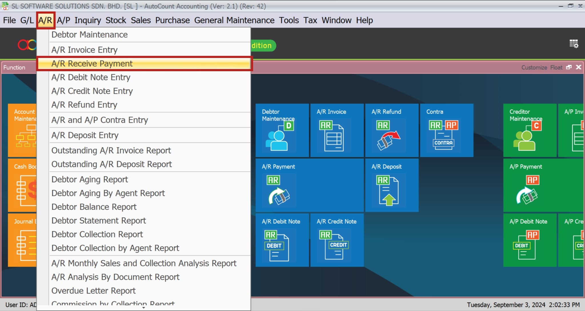 AutoCount Deposit | AR Receive Payment