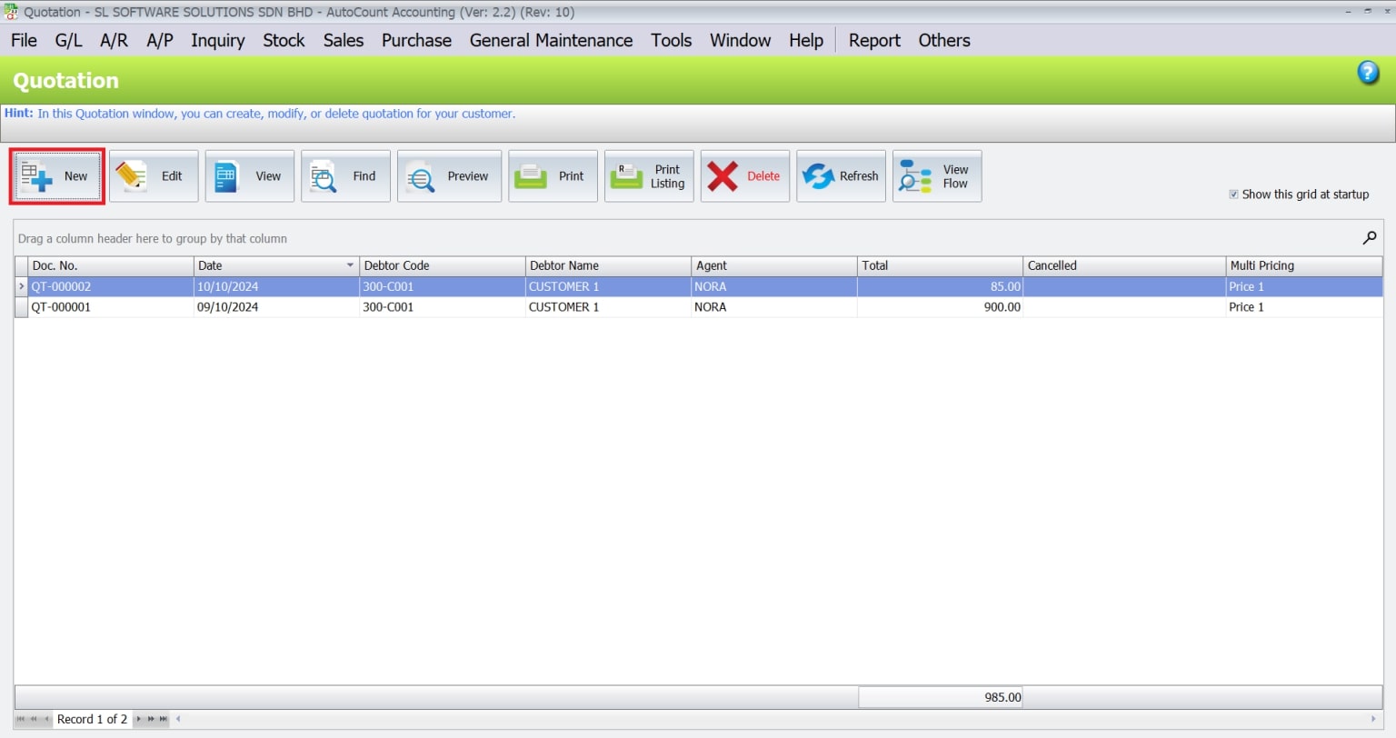 AutoCount Advanced Price History-Show Instant Info Function