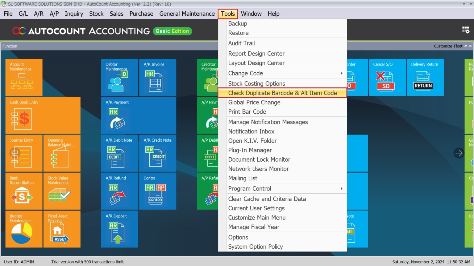 AutoCount Barcode Printing-Checking Duplicate Barcodes