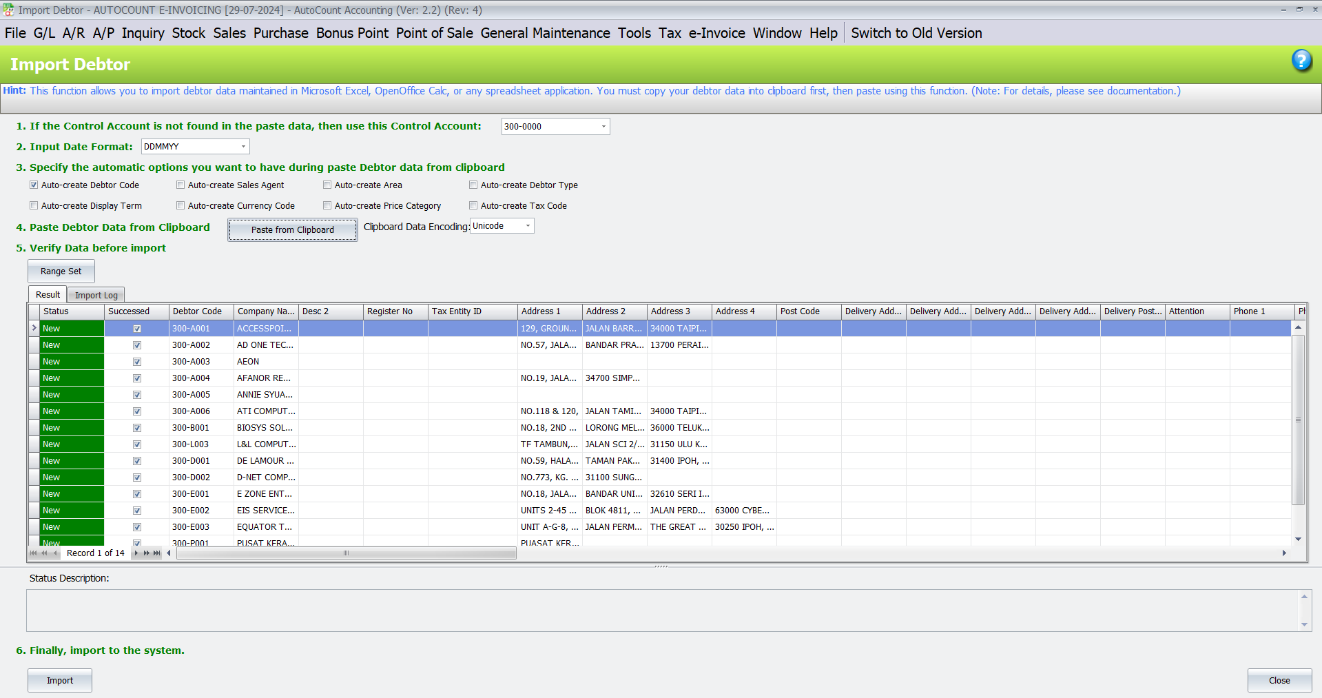 Import Data by Excel AutoCount - Mapping Data 