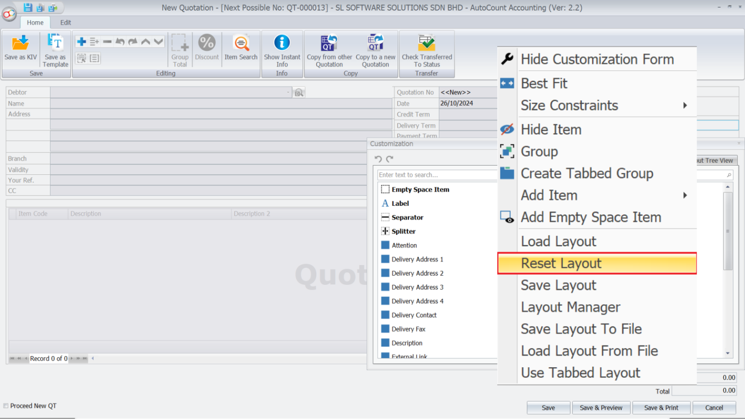 Tablecheck Change Default Layout AutoCount Layout Customization | AutoCount Accounting