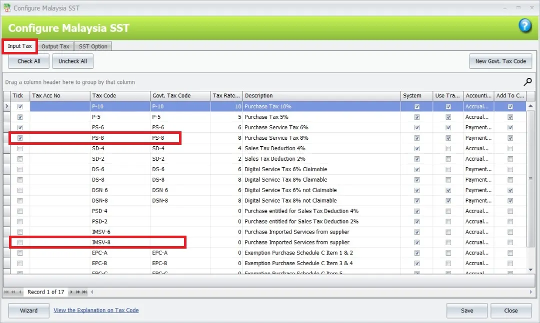 AutoCount sales and Service Tax: Input tax