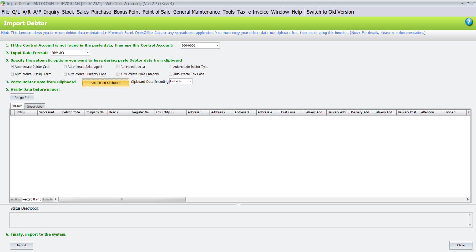 AutoCount Import Data by Excel | AutoCount Accounting