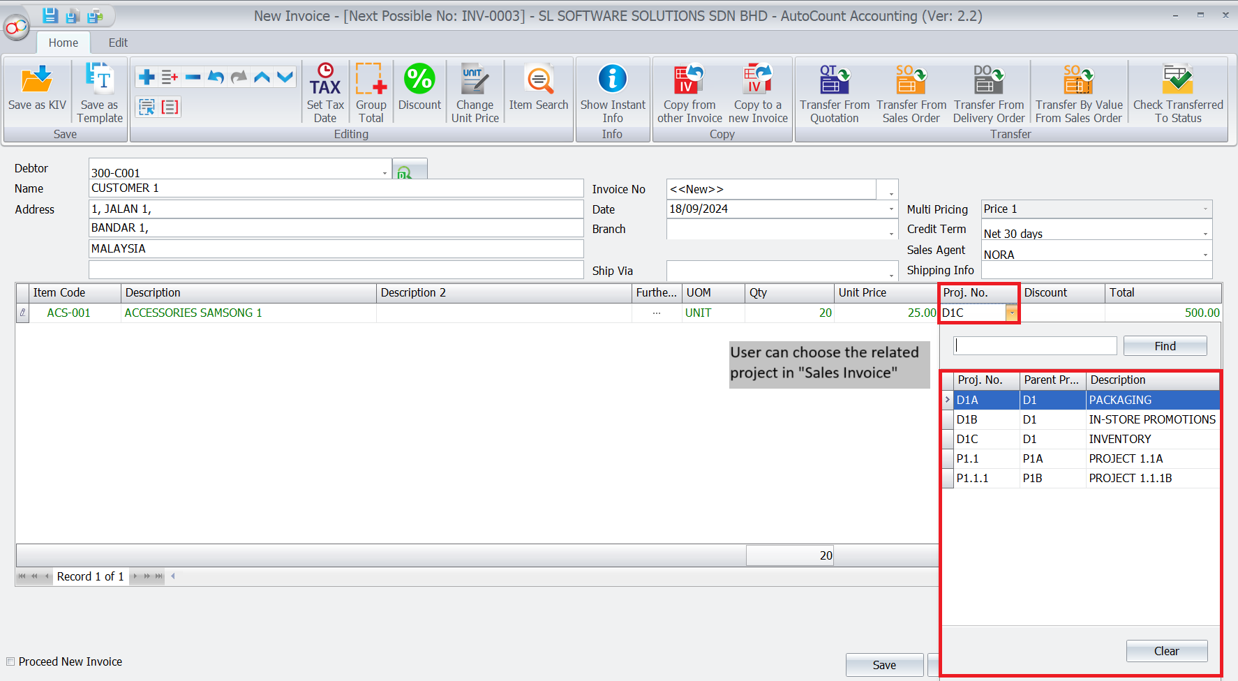 Comprehensive Transaction Management - Sales Invoice