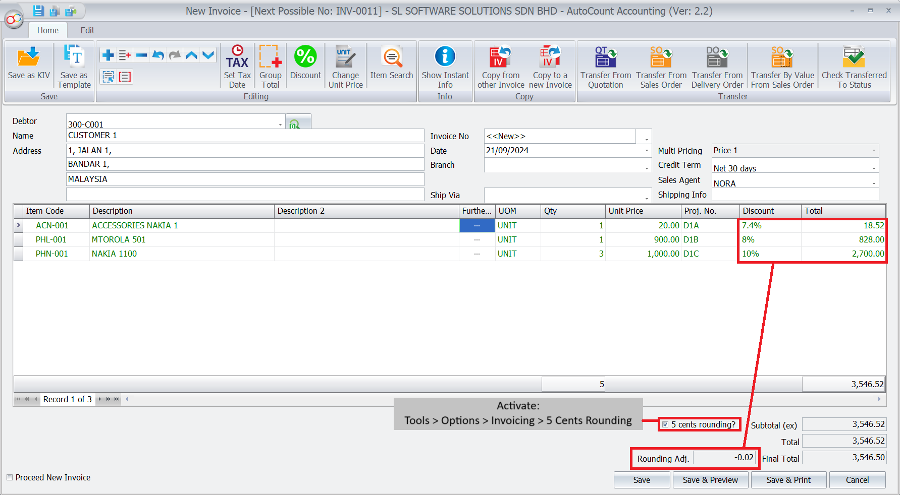 Use First Detail Project Department for Footer Posting(2)