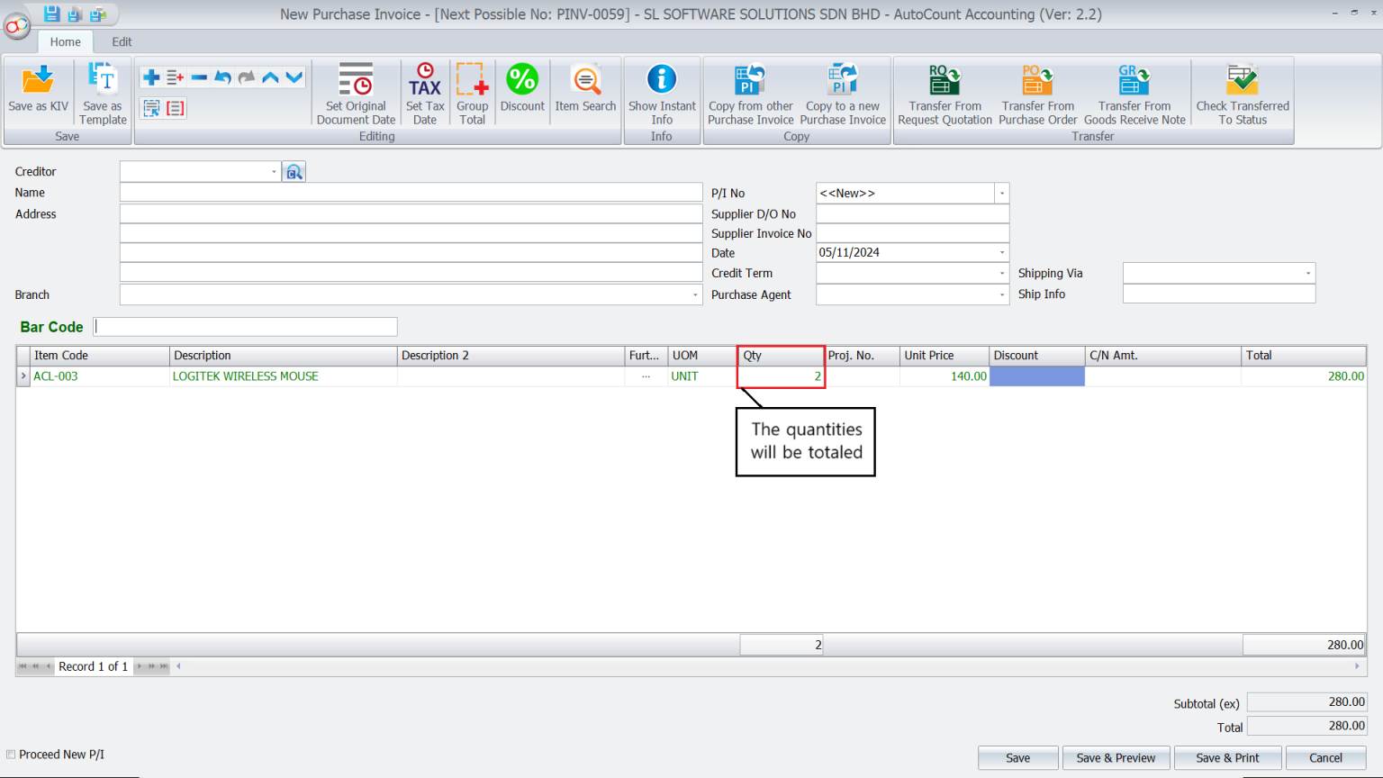 AutoCount Barcode Scanning-Automatic Merge of Same Item Code-4