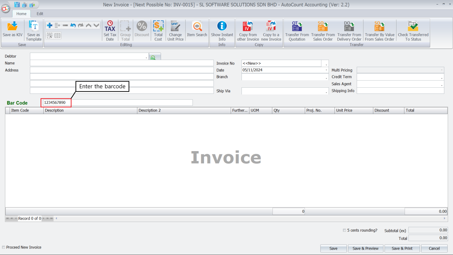 AutoCount Barcode Scanning-Input Recognition Options