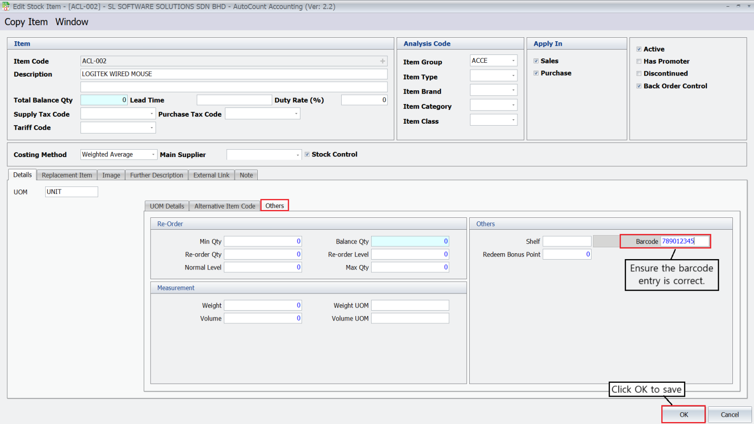AutoCount Barcode Scanning-Setting Up Barcodes for Stock Items