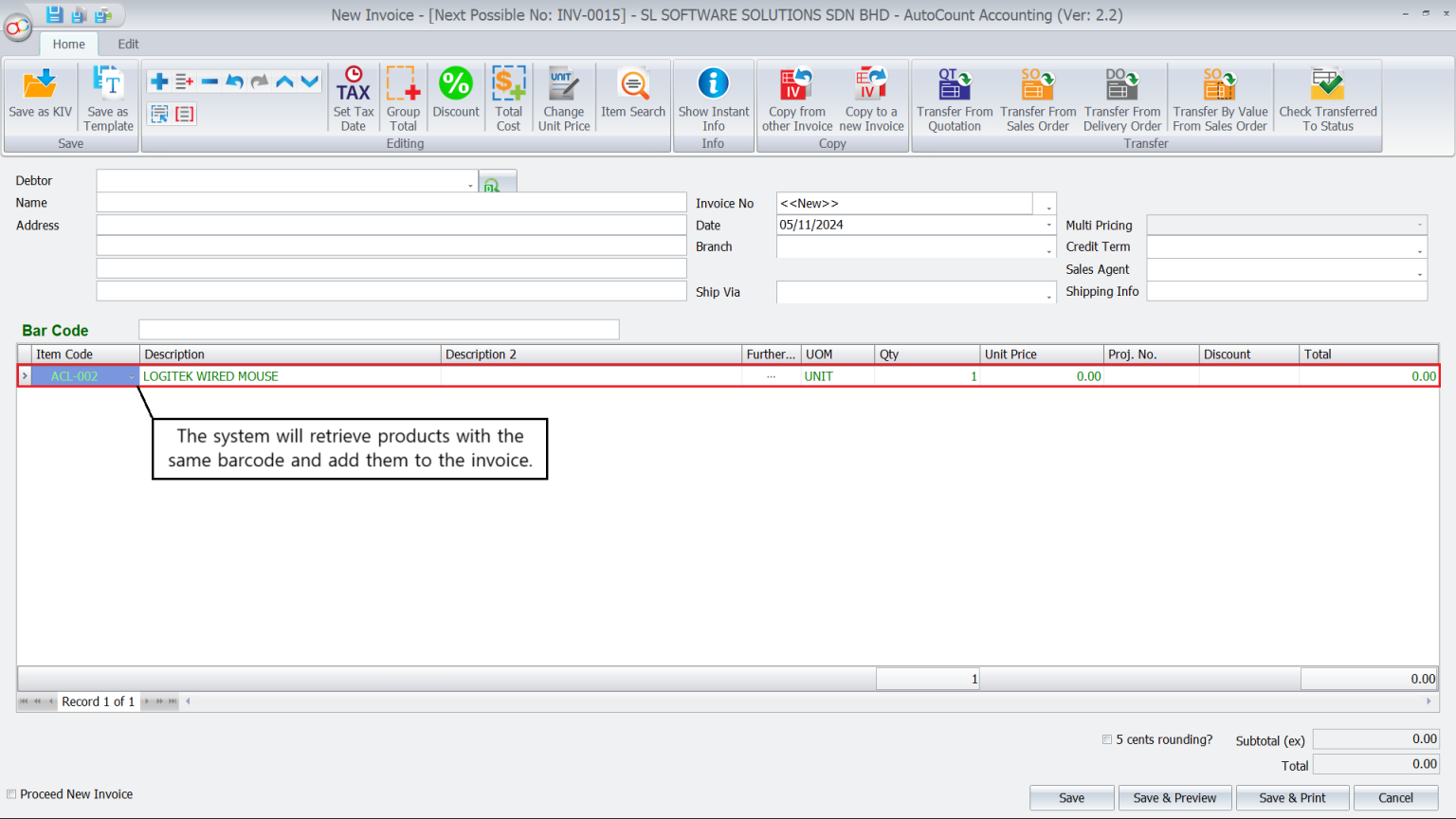 AutoCount Barcode Scanning-Using Barcodes in Invoices and Sales