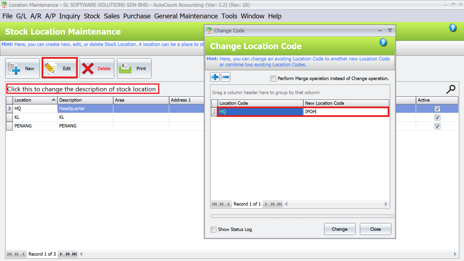 AutoCount Multi-Location Stock Management 2