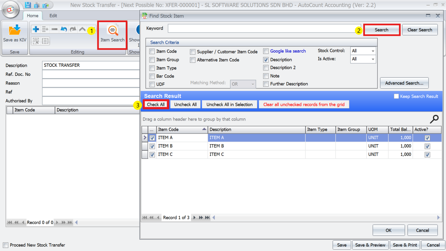 AutoCount Multi-Location Module: One-to-One transfer 2