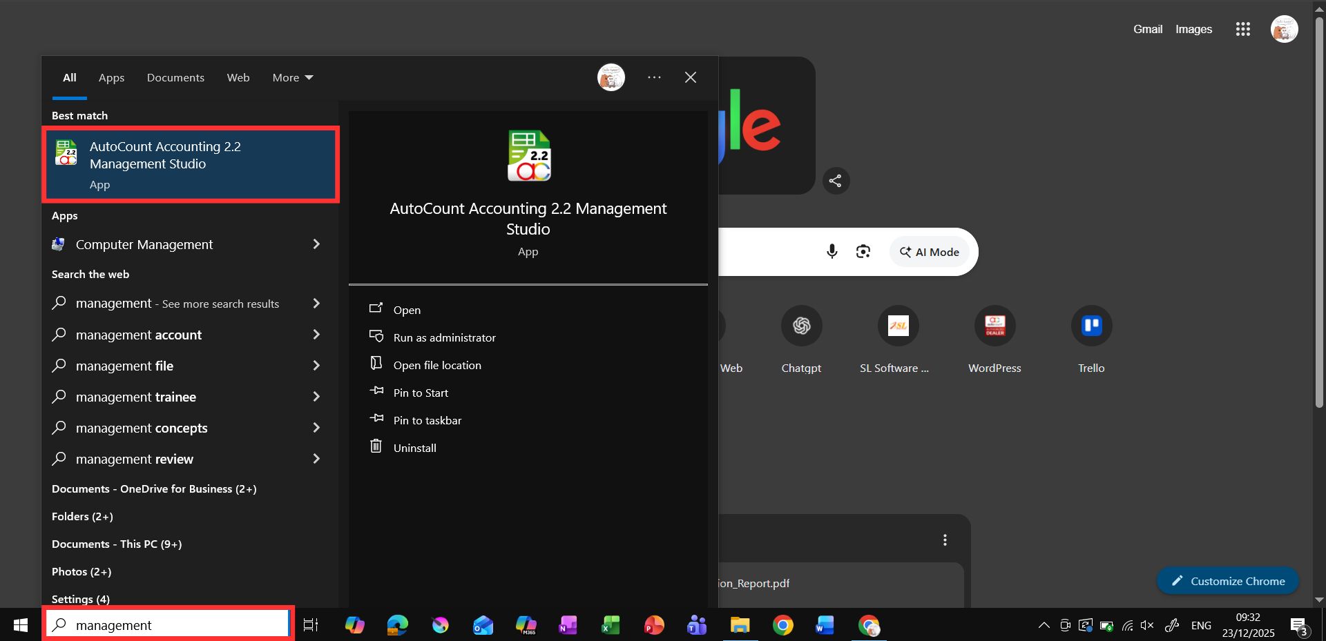 AutoCount User Defined Field Module: Log in to management studio