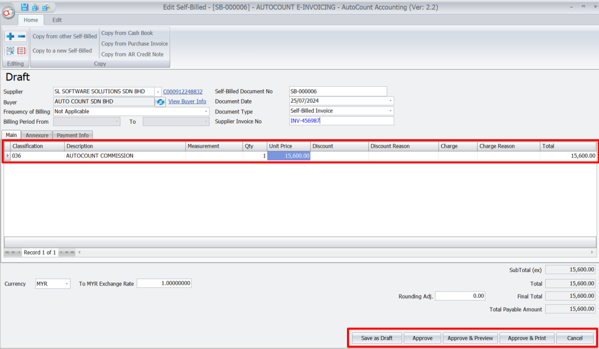 AutoCount Self-Billed E-invoice General Concept