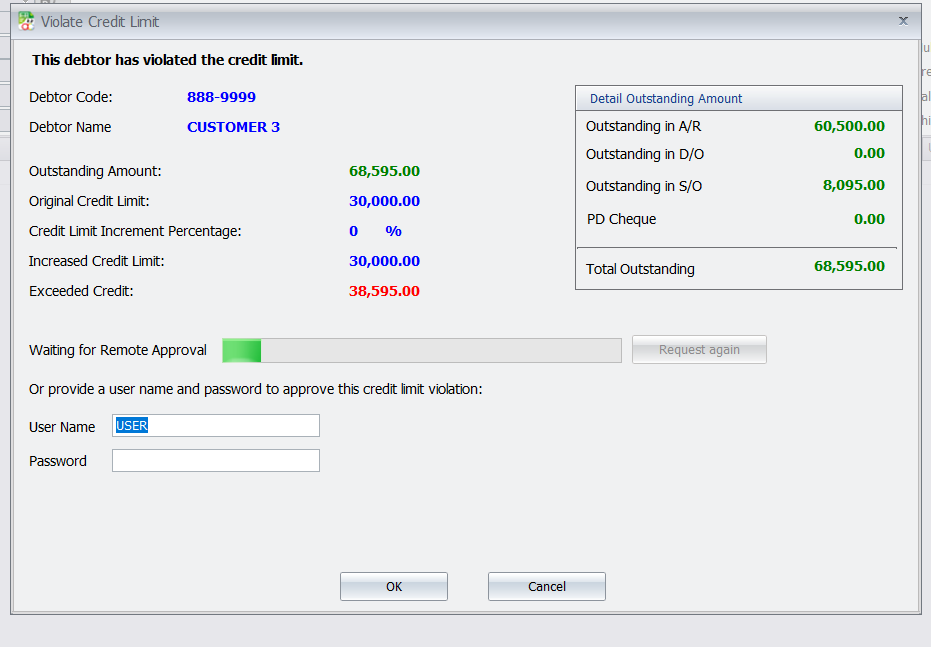 AutoCount Remote Credit Control Module: Violated credit limit