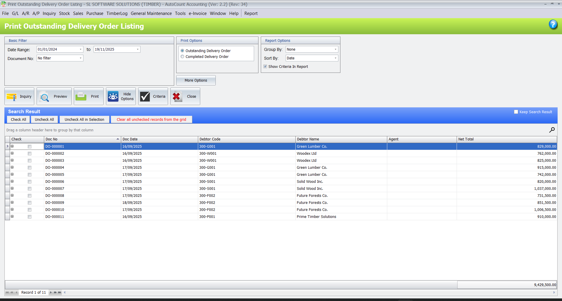 AutoCount Outstanding Delivery Order Report