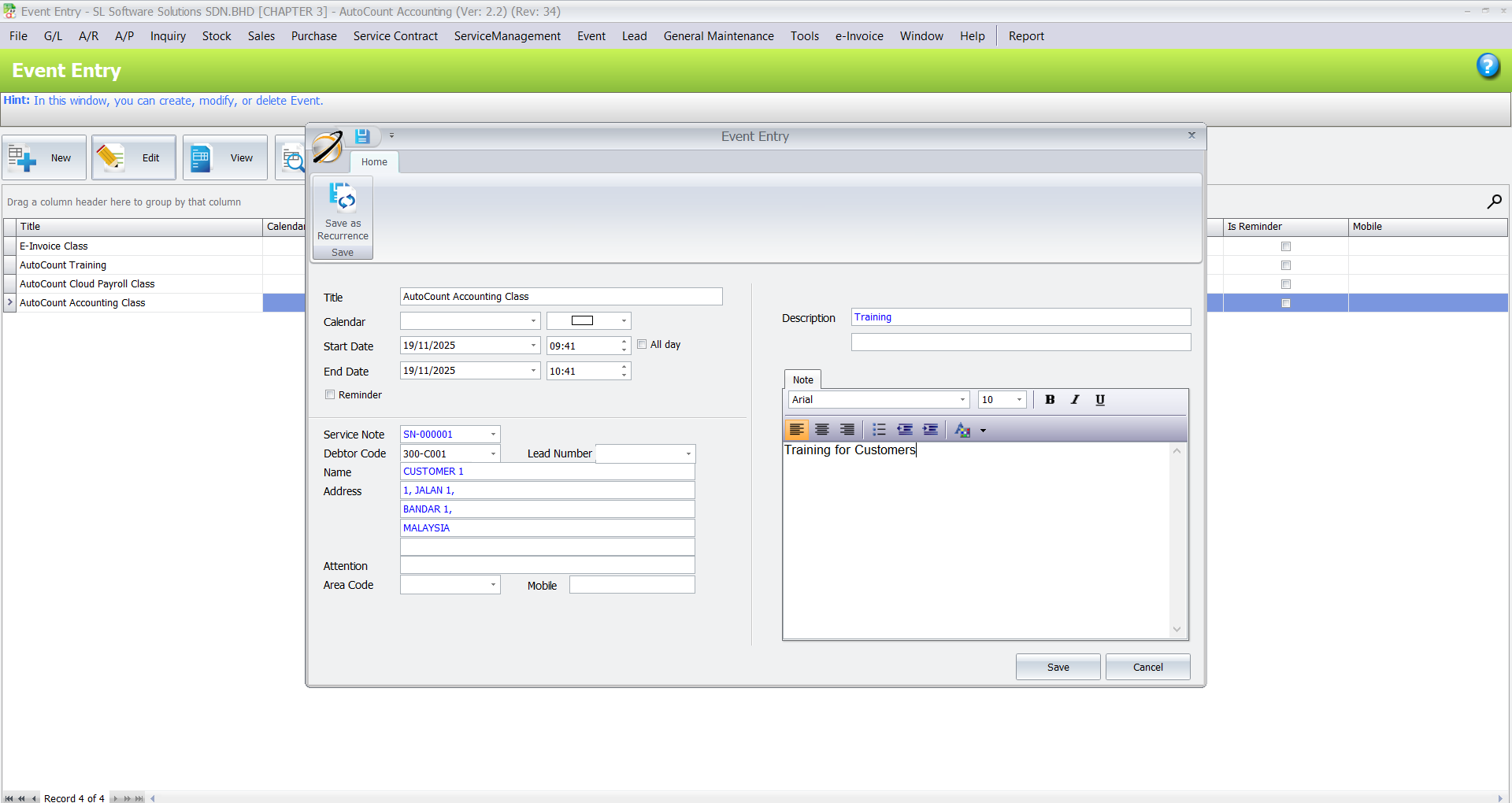 AutoCount Event Management