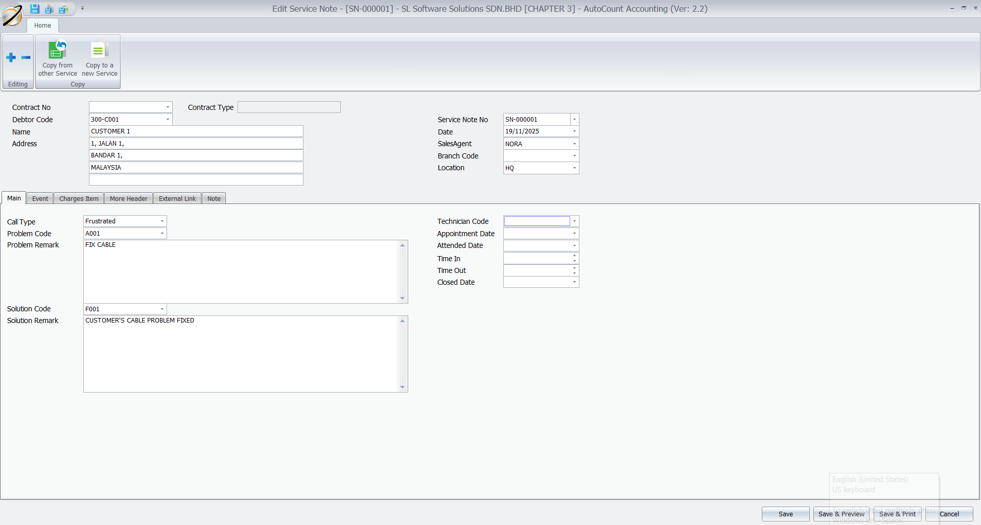 AutoCount Service & support Notes