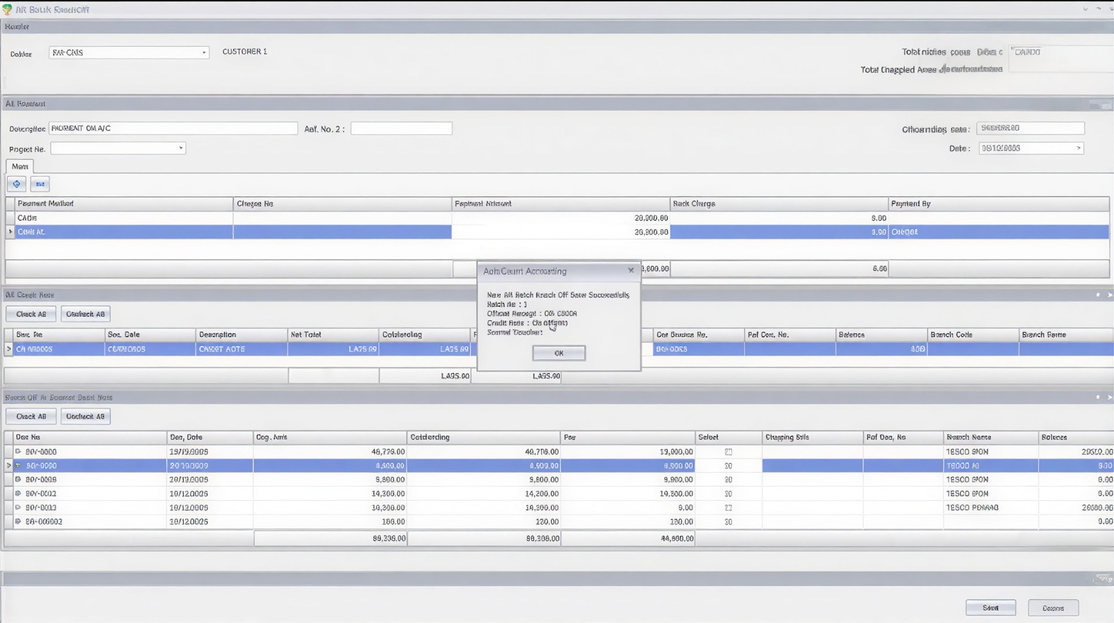 AutoCount A/R Batch Knock-off payment interface screenshot