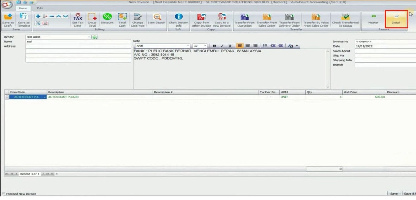 Bill Remark selection sales 3