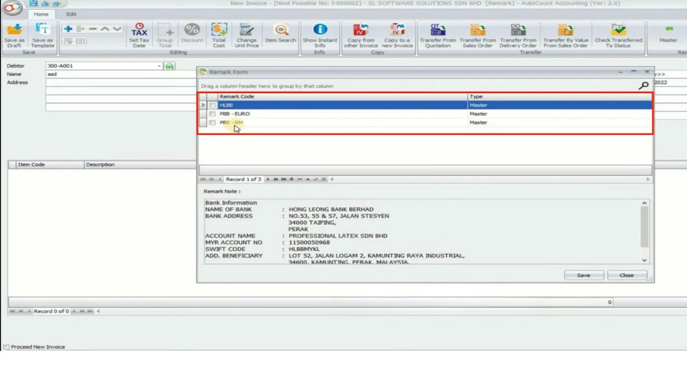 Bill Remark selection sales 4