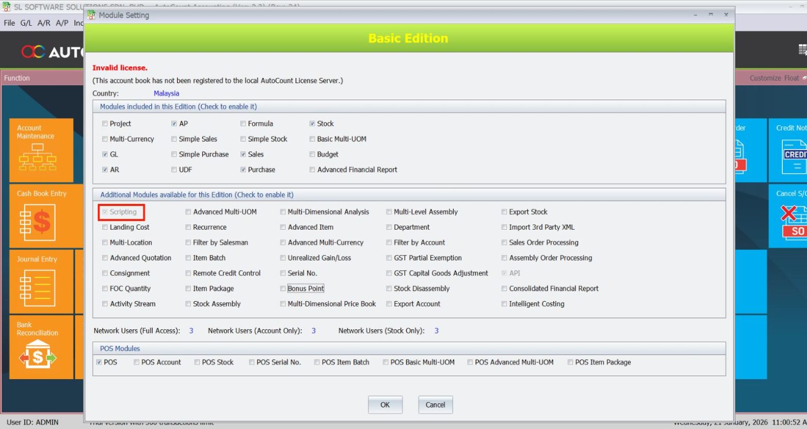 AutoCount Scripting Module User Guide | AutoCount Software