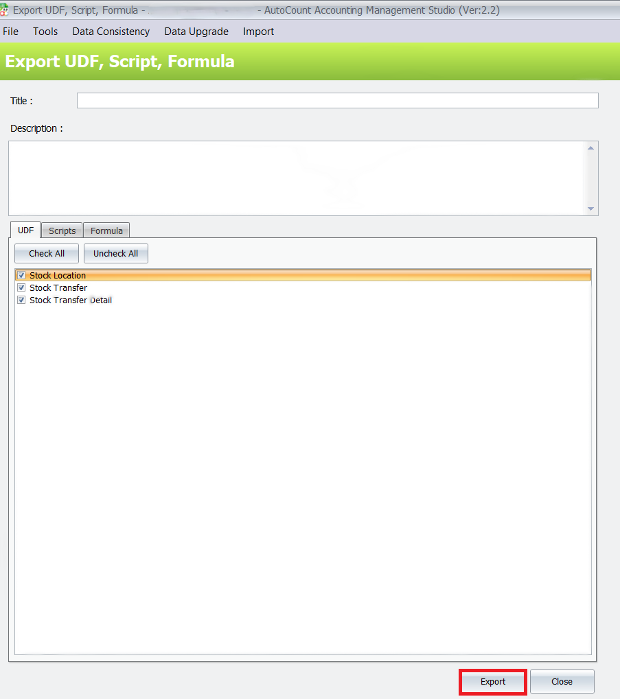 Export script 1