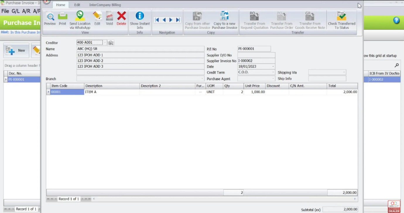 Intercompany Check Purchase 1