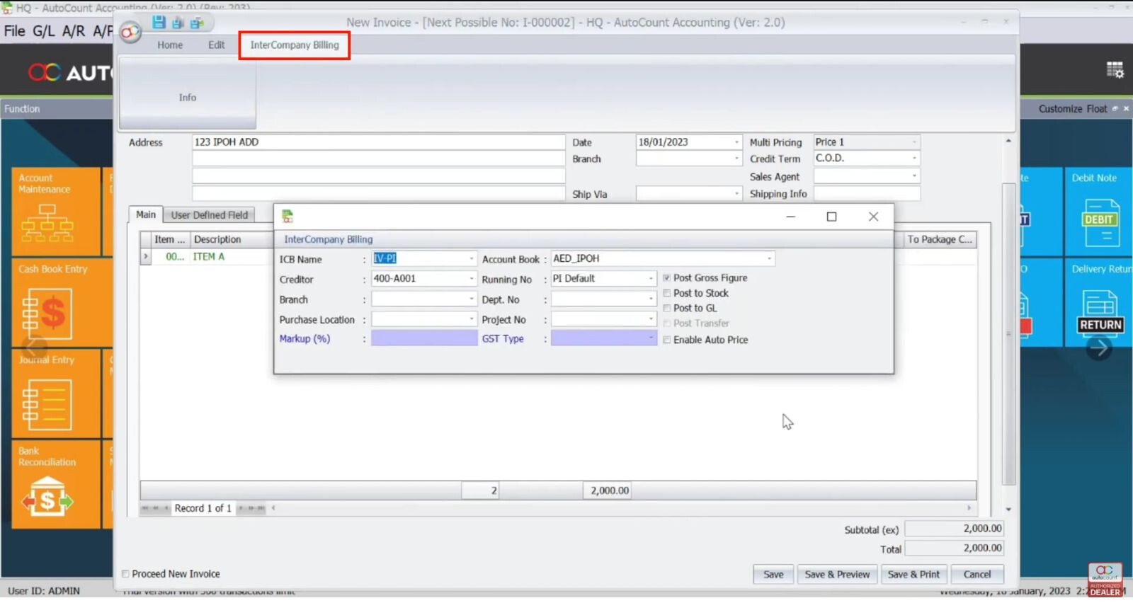 Intercompany Sales Invoice 2