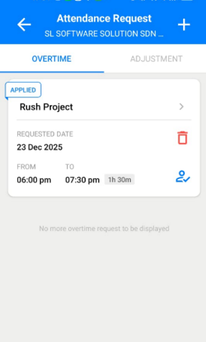AutoCount HRMS - Applied Overtime Request