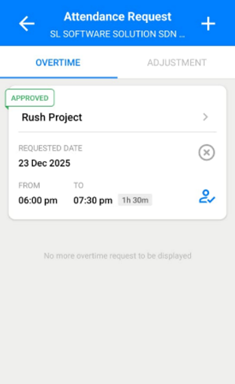 AutoCount HRMS - Approved Overtime Request