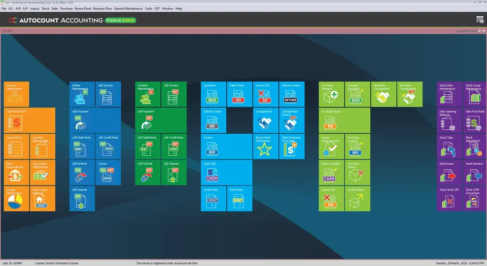 AutoCount Accounting System Dashboard
